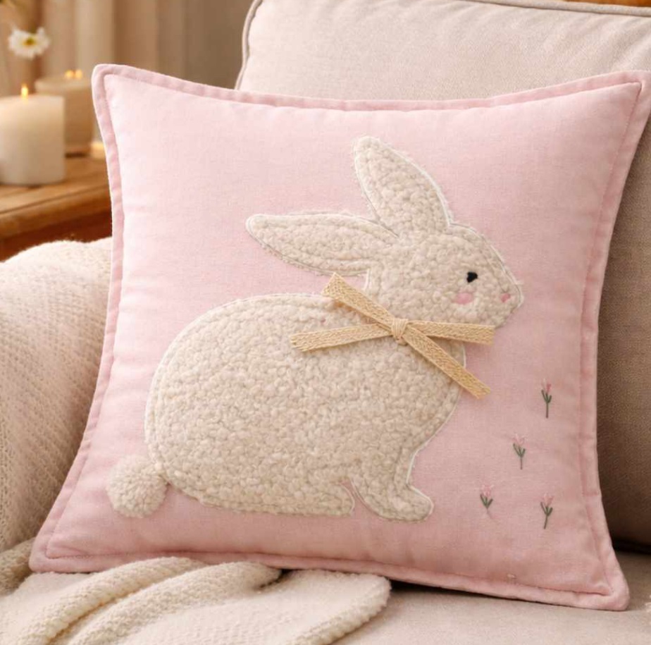 Cuscino arredo con coniglio - Linea Little Joy - 2 varianti - 45x45 cm - Clodette